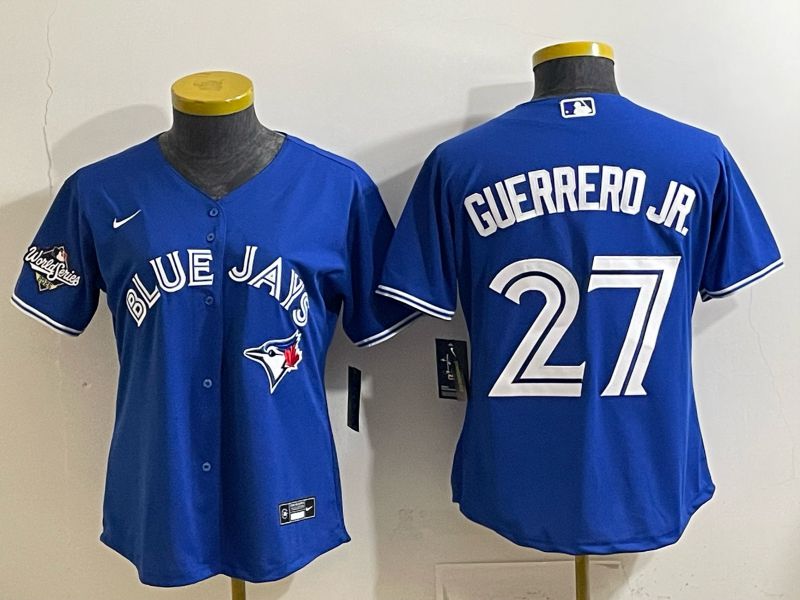 Women 2025 Nike Toronto Blue Jays #27 Guerrero jr Blue Game MLB Jersey 02->toronto blue jays->MLB Jersey